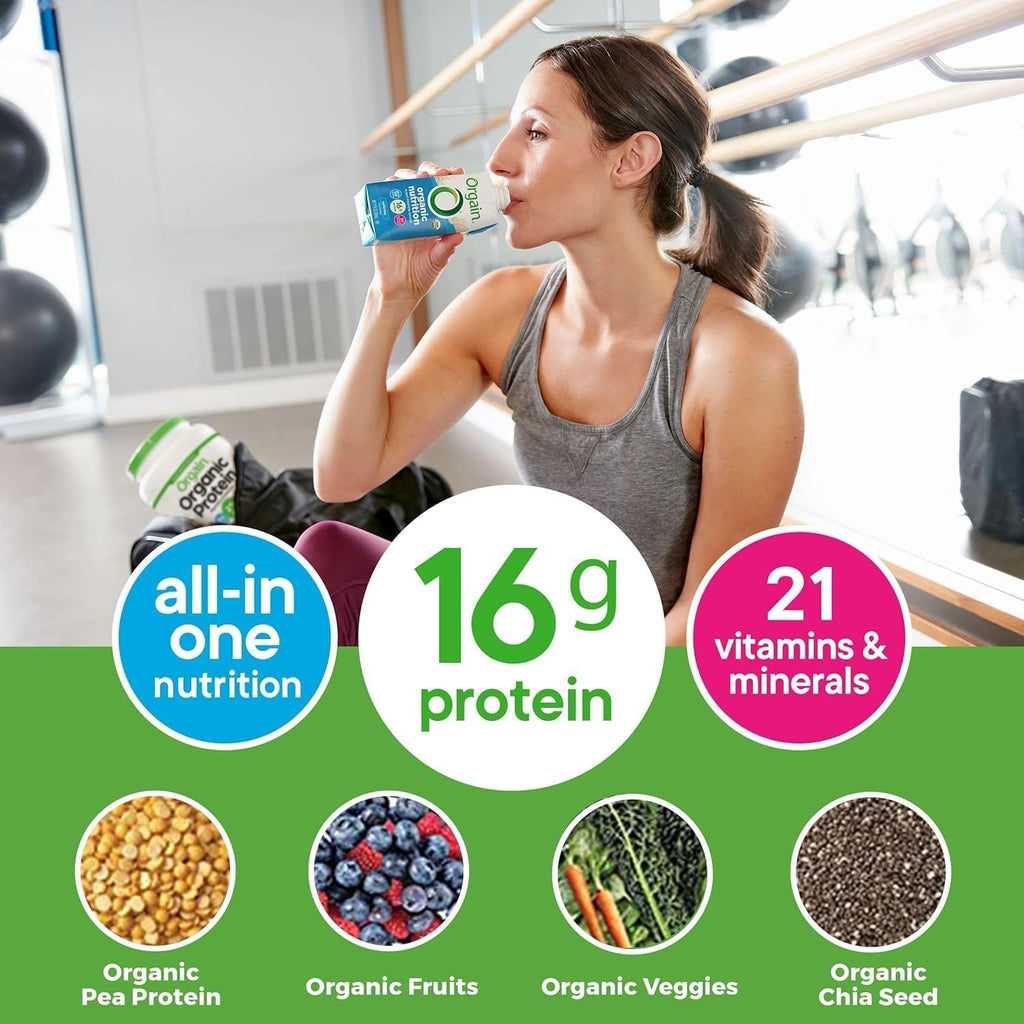 Organic Vegan Protein Shake Smooth Chocolate & Vanilla Bean 16g 11 Fl Oz T345599