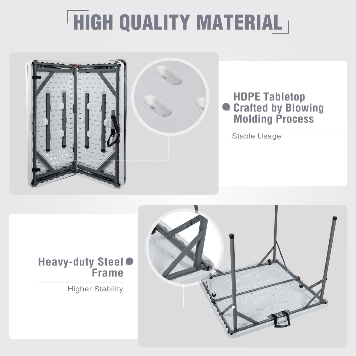 White Square Folding Card Table Y107