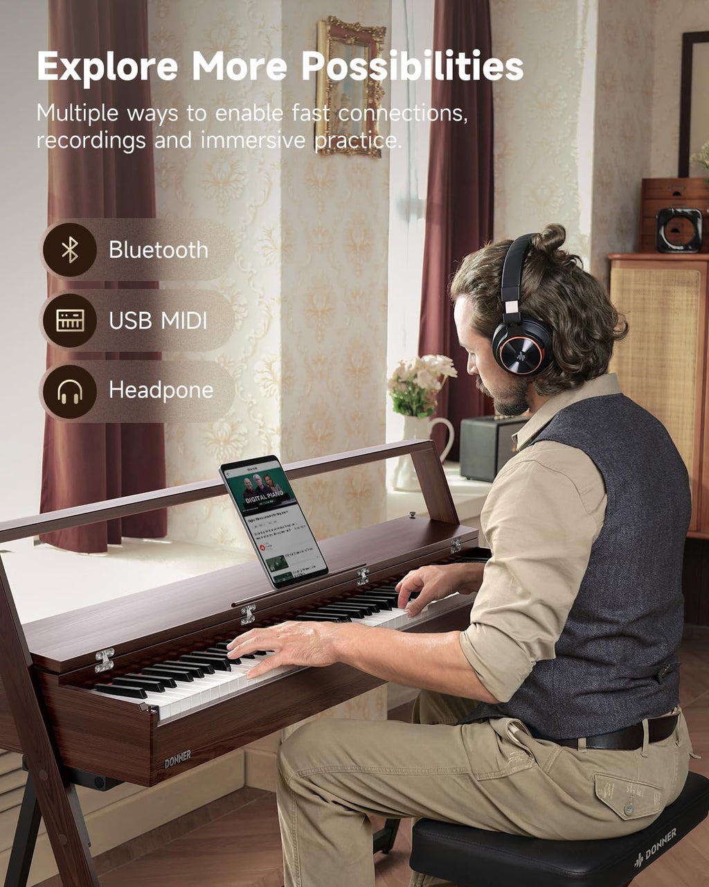 88 Key Weighted Digital Piano with Bluetooth R2444
