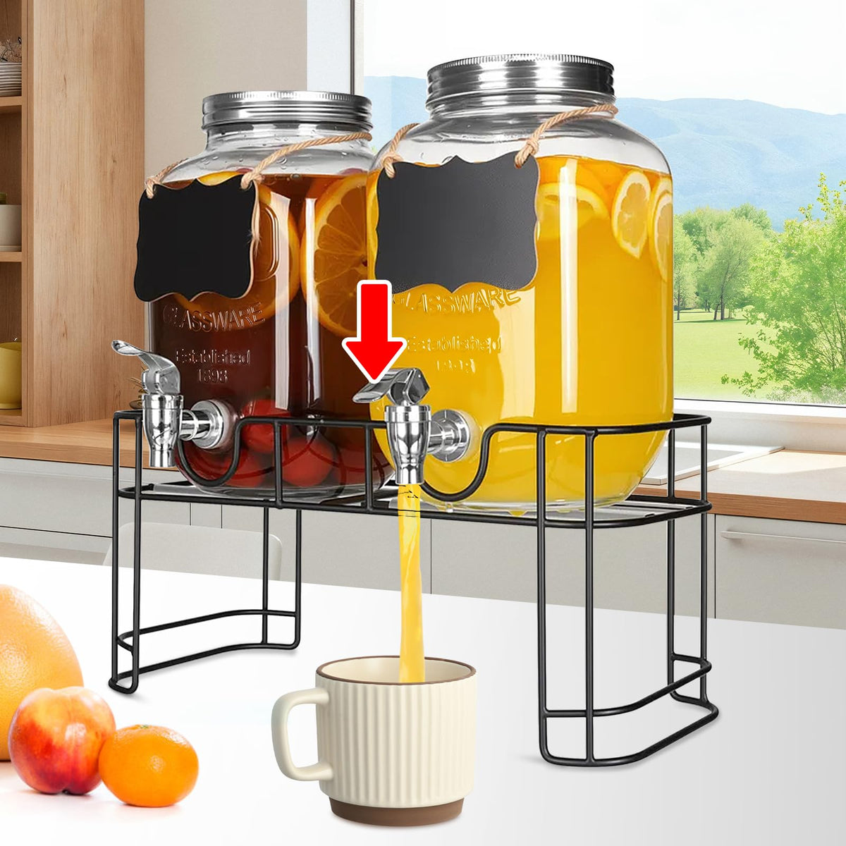 1 Gallon Glass Beverage Dispenser Jars V827