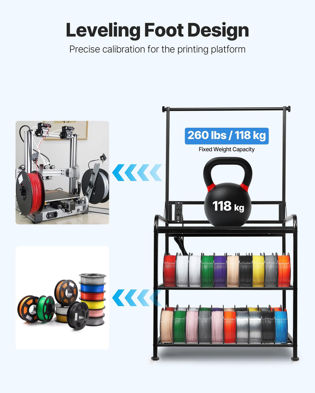 3-Tier Filament Storage Rack with Wheels Y1137