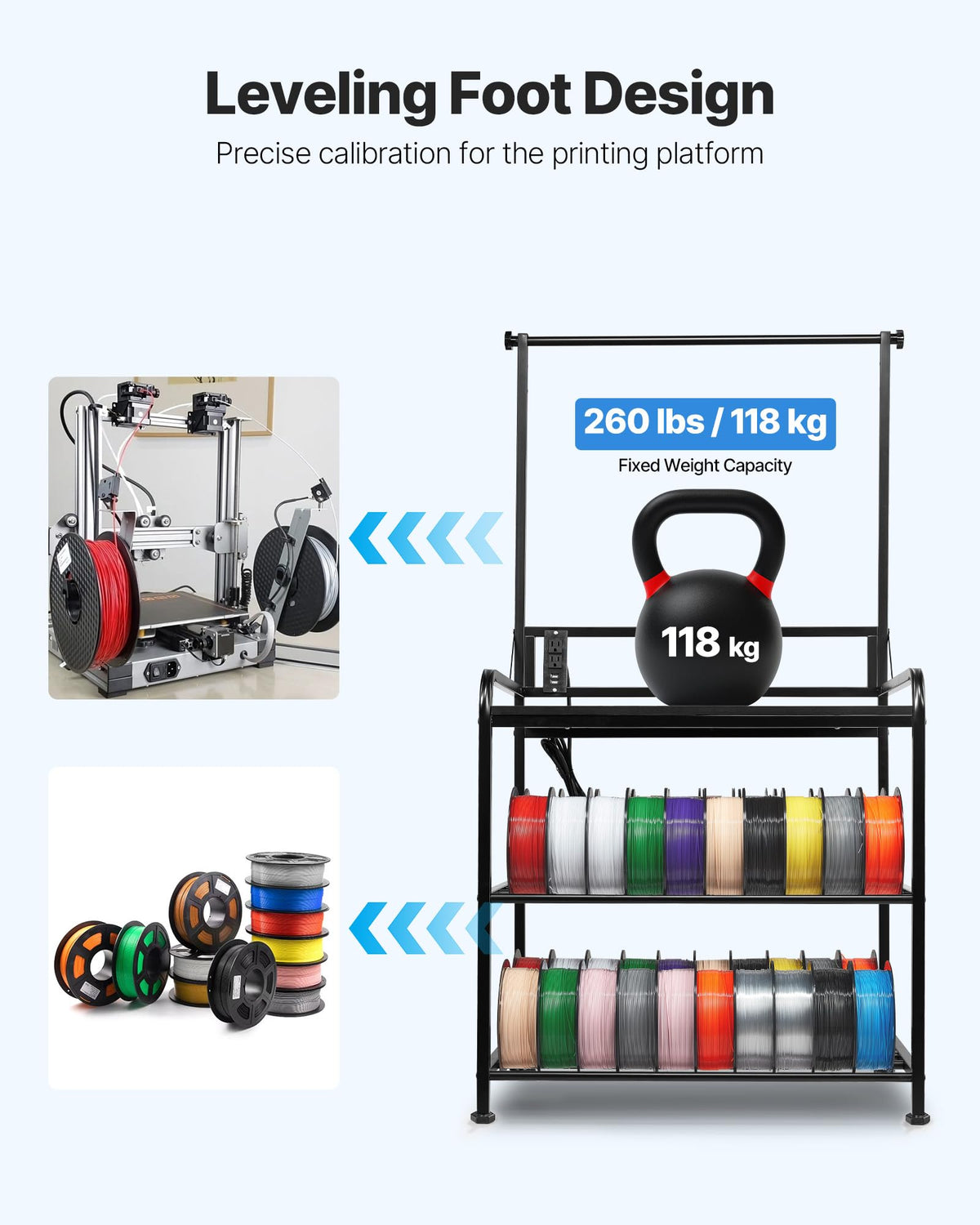 3-Tier Filament Storage Rack with Wheels Y1137