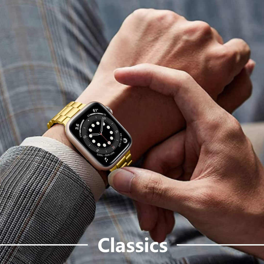 Compatible with Apple Watch Band Stainless Steel Metal Band with 2 Pack Protective Cover Case J23800