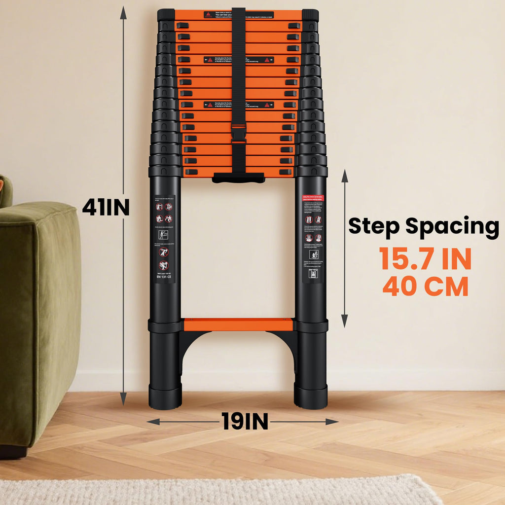 Telescoping Ladder 20.3 FT 330 lbs Capacity Orange U556193
