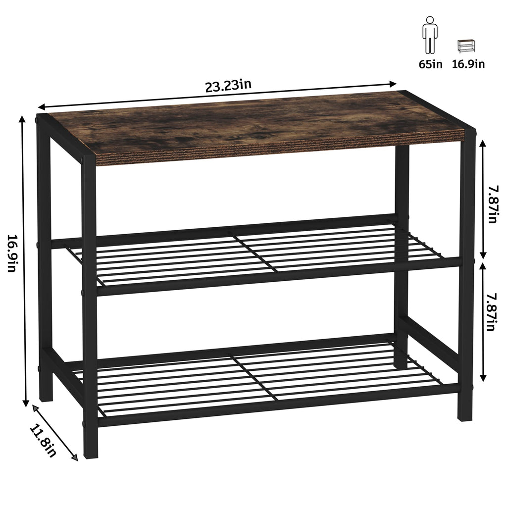 3-Tier Narrow Shoe Rack with Metal Shelves E6804