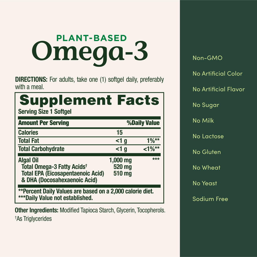 Plant-Based Omega 3 Fatty Acid Supplement 30 Ct M141402