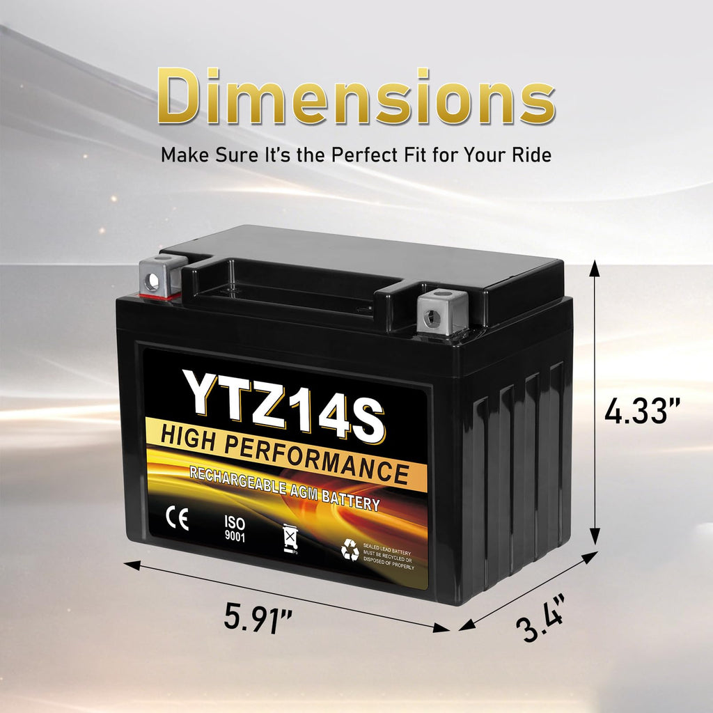 12V 11.2Ah AGM Sealed Motorcycle Battery B393
