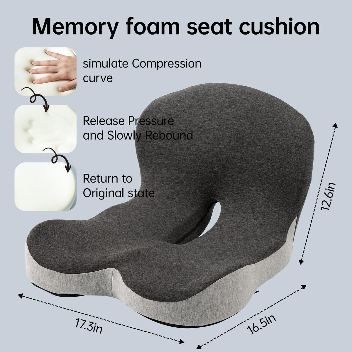 L-Shaped Memory Foam Seat Cushion with Back Support N42126