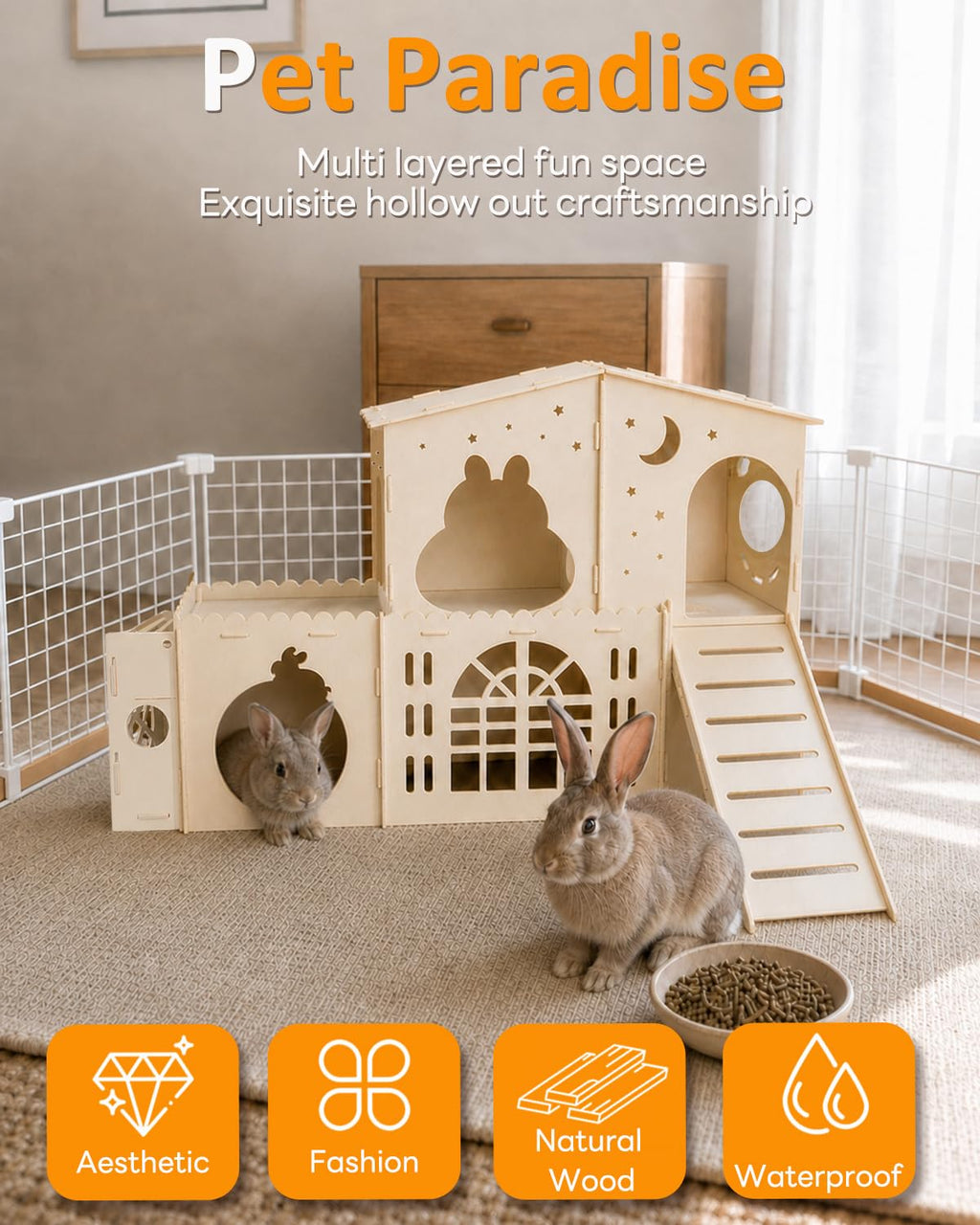 2-Story Wooden Rabbit House R56208
