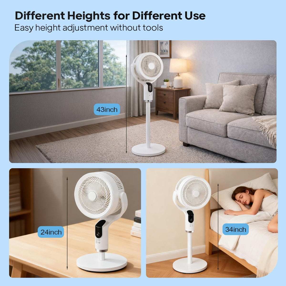3-in-1 Oscillating Standing Fan with Adjustable Height R469