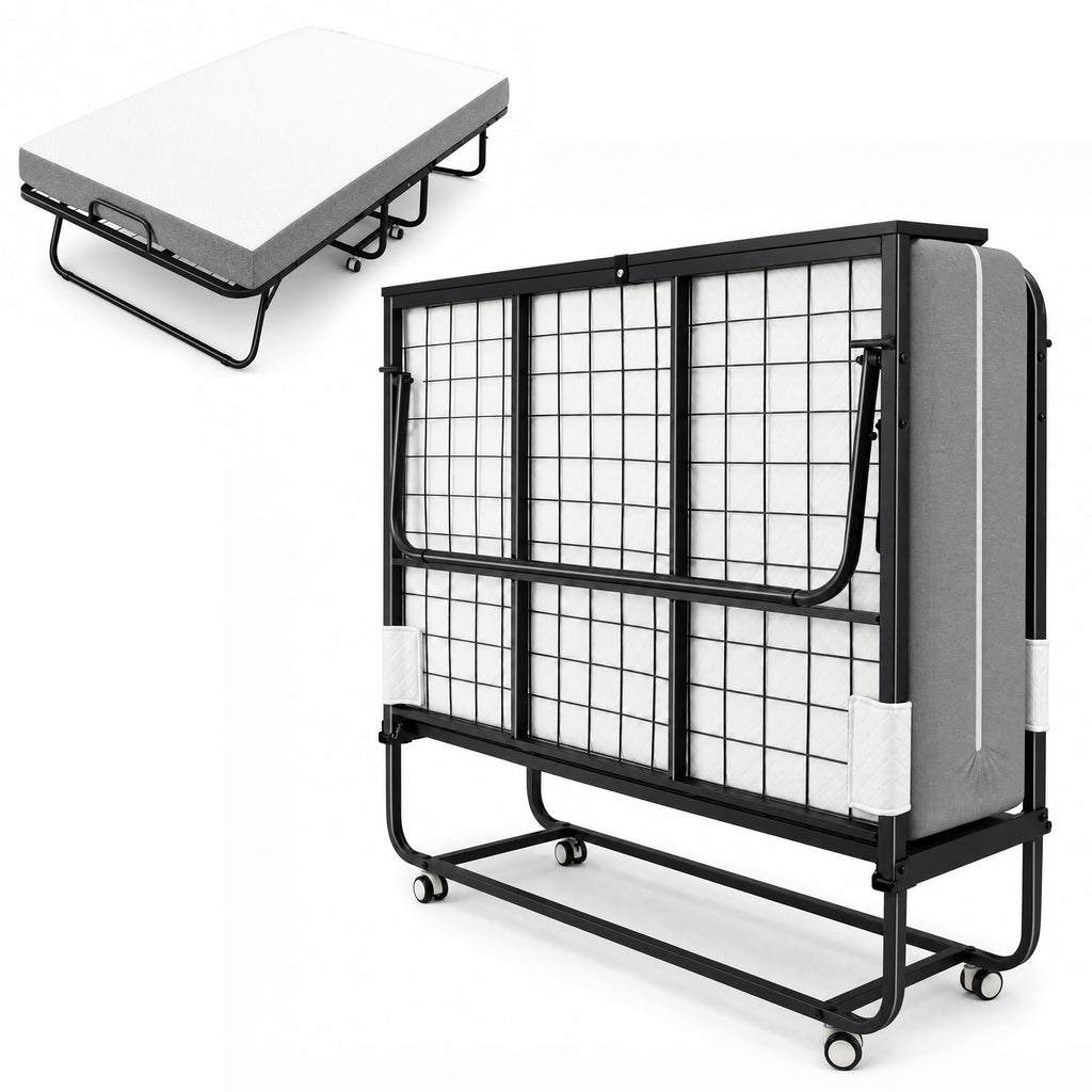 Folding Bed with Mattress Extra Wide Guest Bed O68629