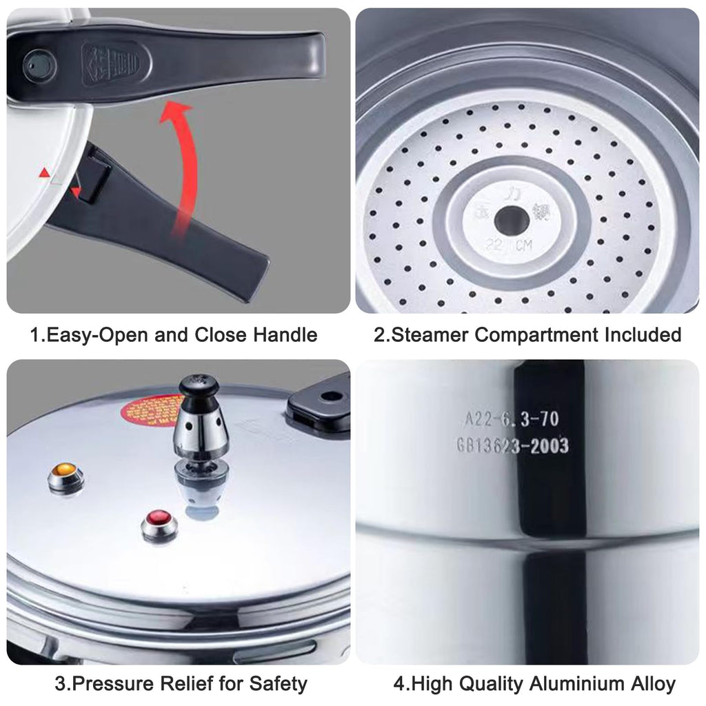 Non-Stick Aluminum Pressure Cooker with Steamed Layer K102100