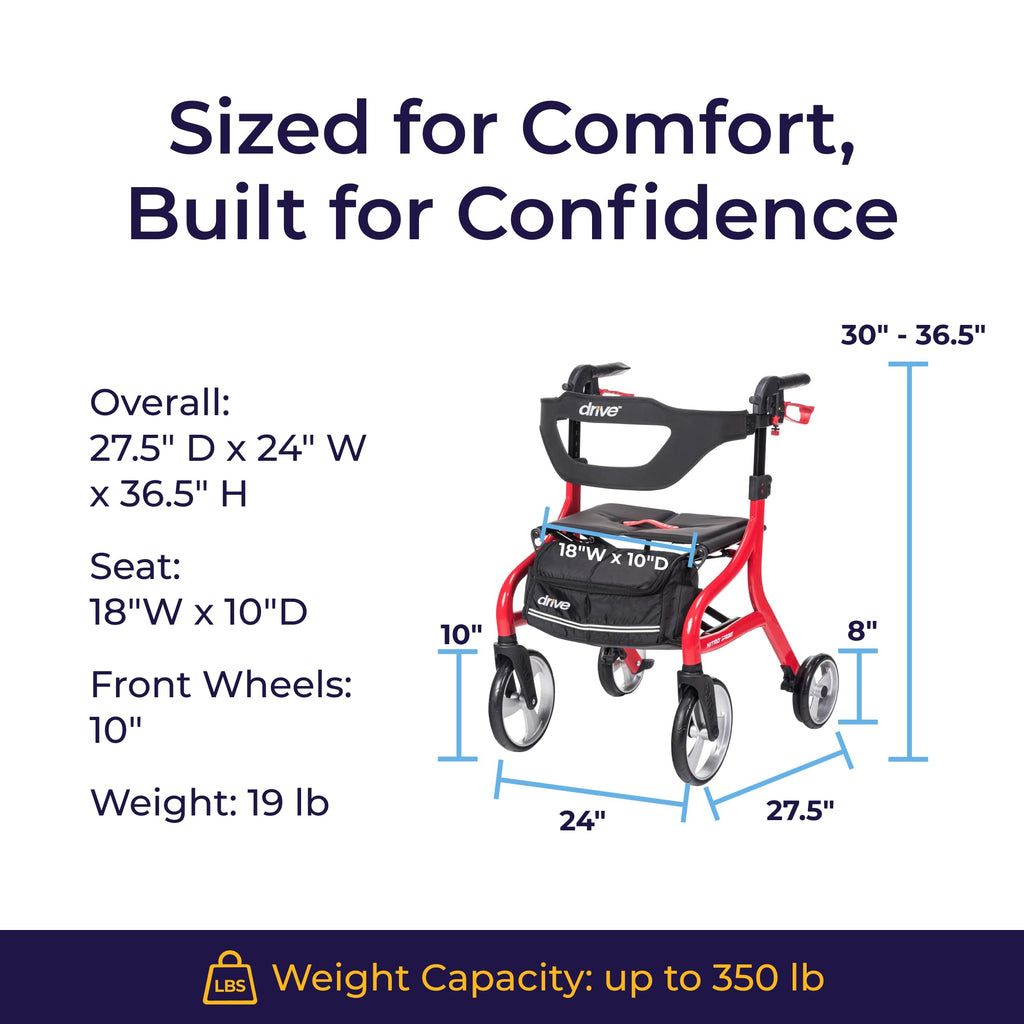 Red Standard Size Rollator Walker with Seat C67304