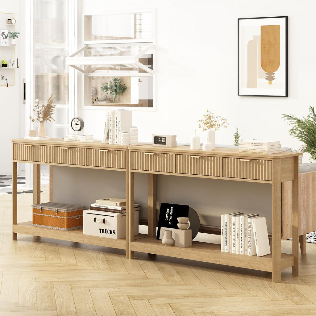 Fluted Console Table with Drawers Z513871