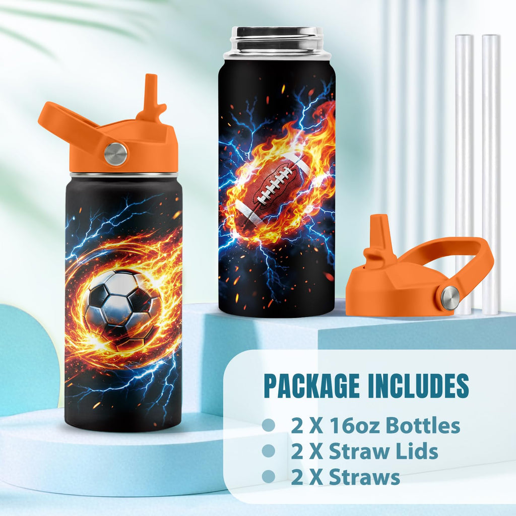 16 oz Stainless Steel Insulated Water Bottle with Straw Lid, 2 Pack O4131