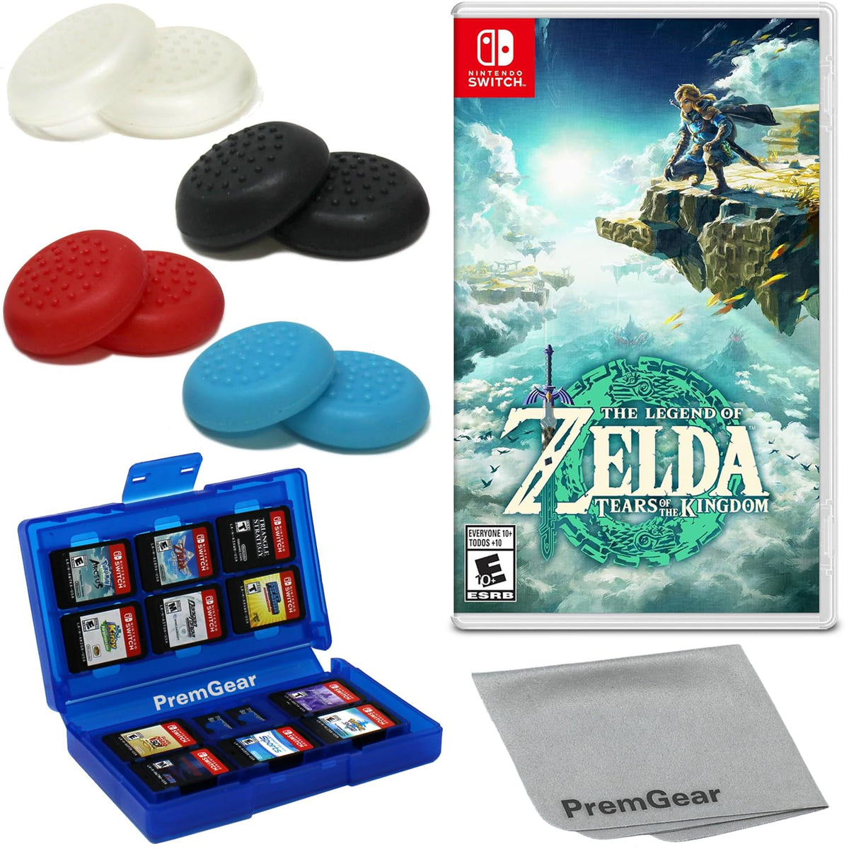 Nintendo Switch Game with Thumb Grips, Game Card Holder & Cleaning Cloth M2440