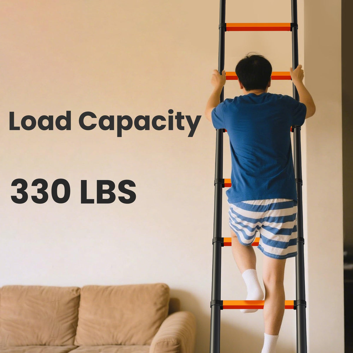 Telescoping Ladder 20.3 FT 330 lbs Capacity Orange U556193