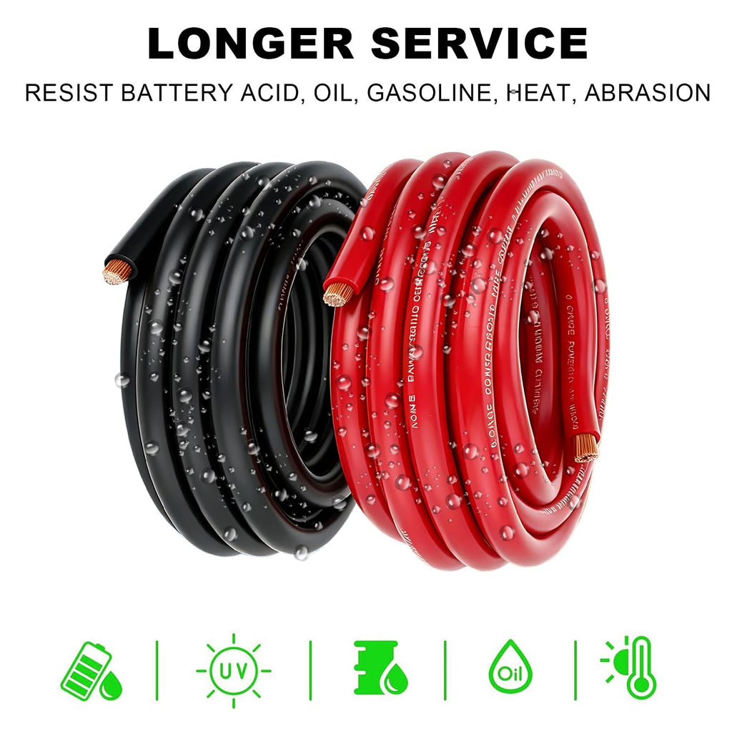 0 Gauge CCA Battery Cable 10FT Red 10FT Black X57289