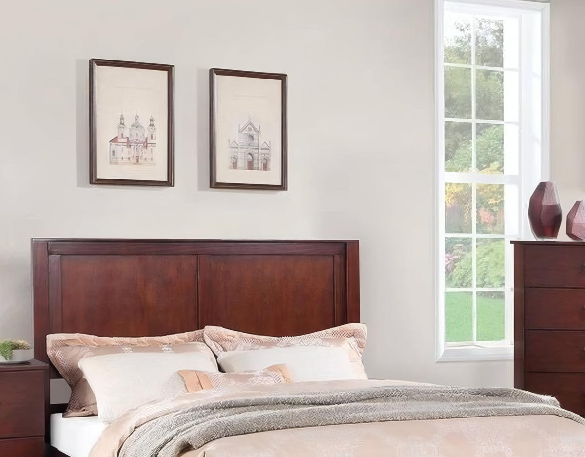 California King Bed Frame with Two Panel Headboard L3293