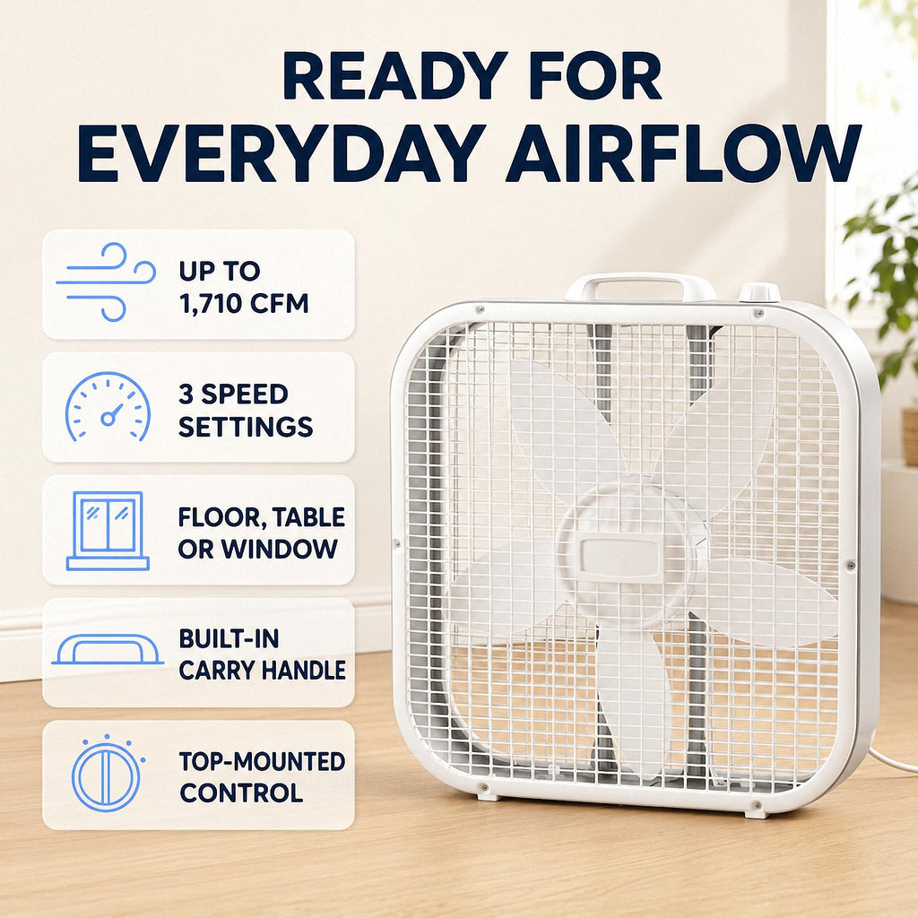 20 Inch 3-Speed White Box Fan X34701