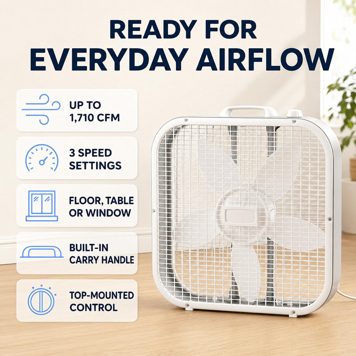 20 Inch 3-Speed White Box Fan X34701