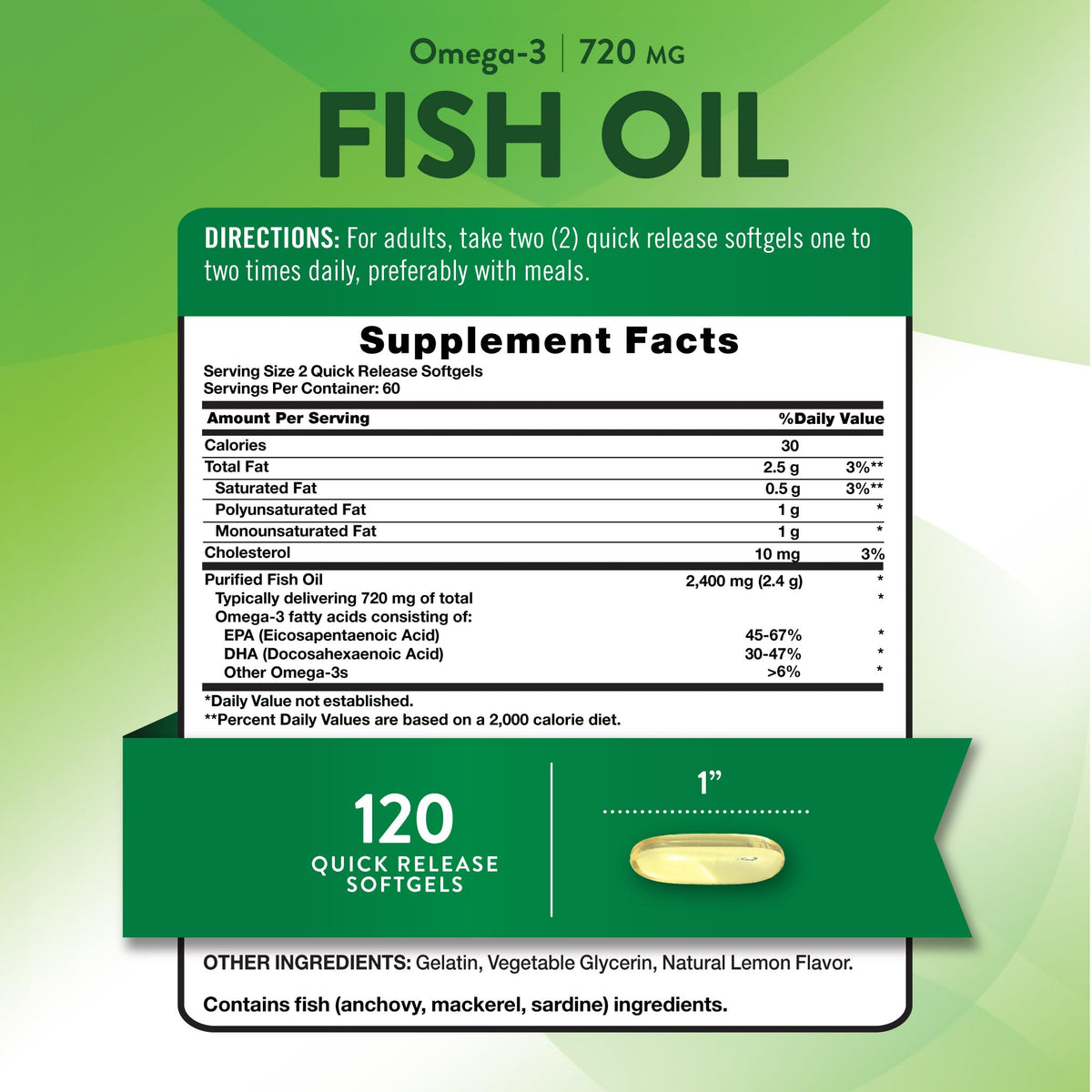 Fish Oil 2400mg 120 Softgels N879