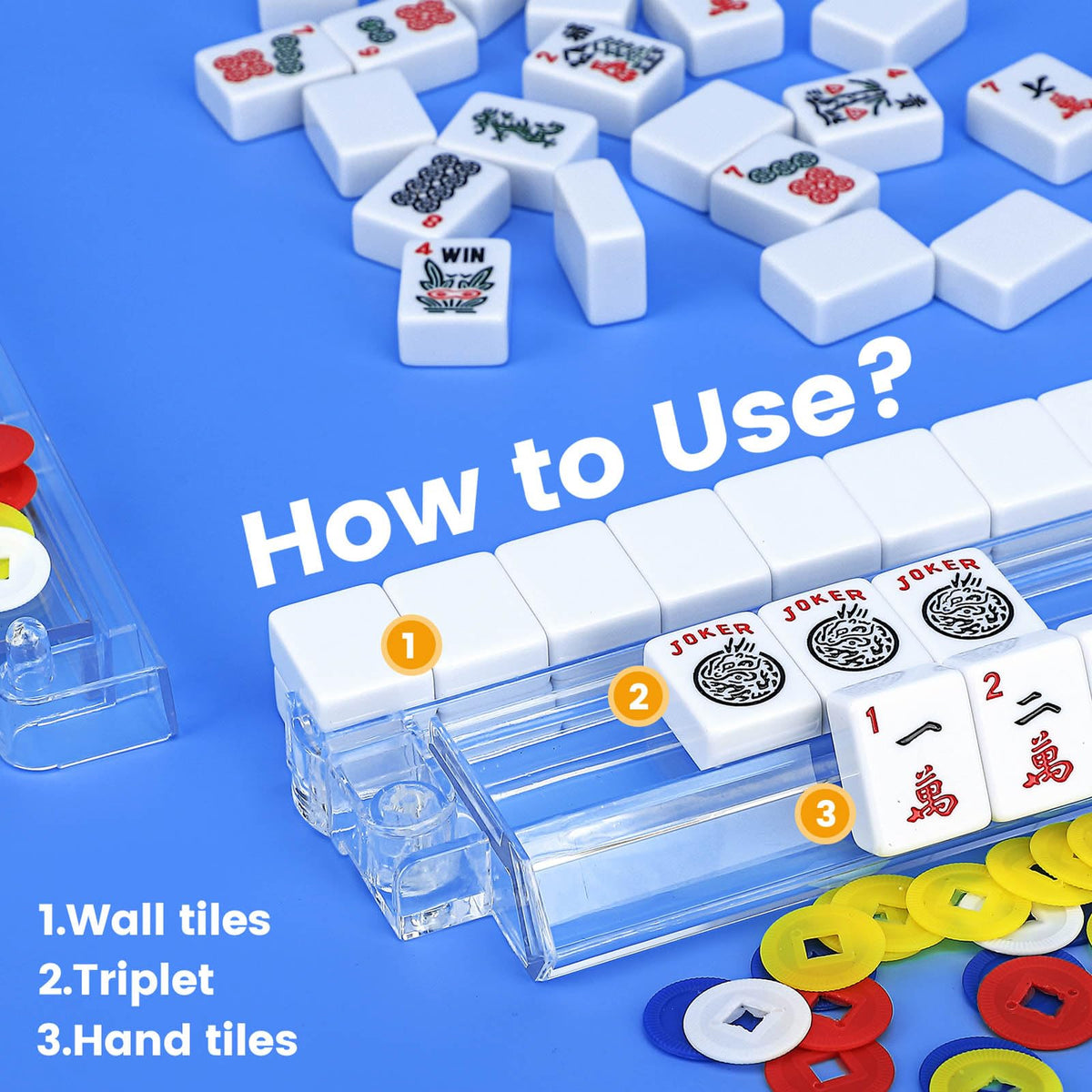 4PCS Clear Acrylic Mahjong Racks with Pushers Y45477