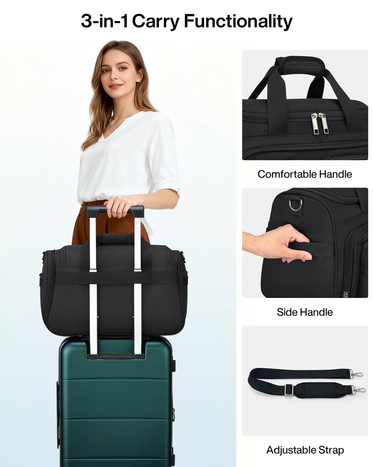 Lightweight Foldable Underseat Carry On Luggage Black B30212