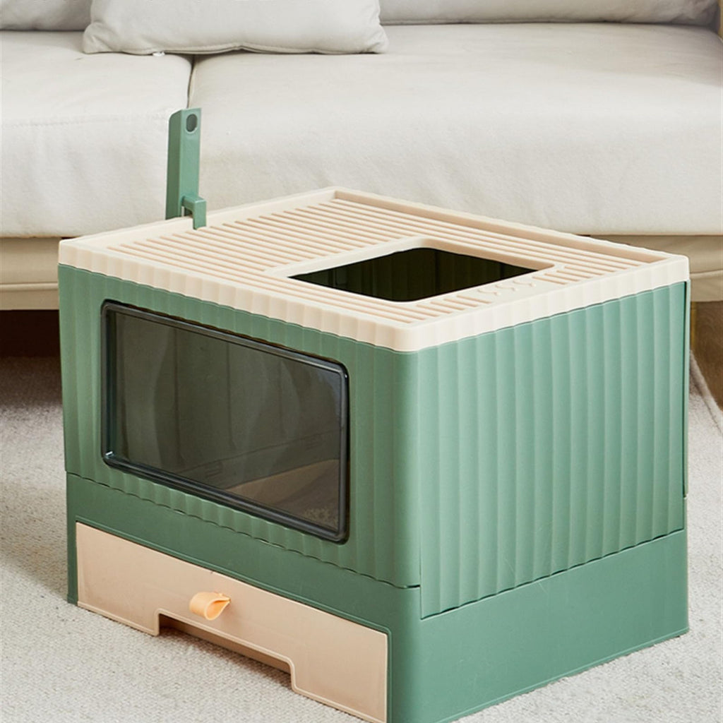 Foldable Top Entry Cat Litter Box with Lid I466