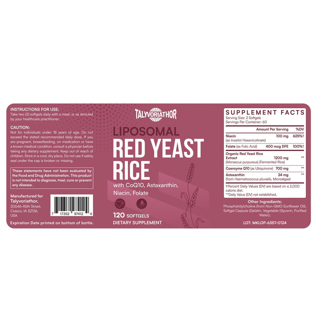 Red Yeast Rice 1200mg CoQ10 Astaxanthin 120 Softgels Q439539