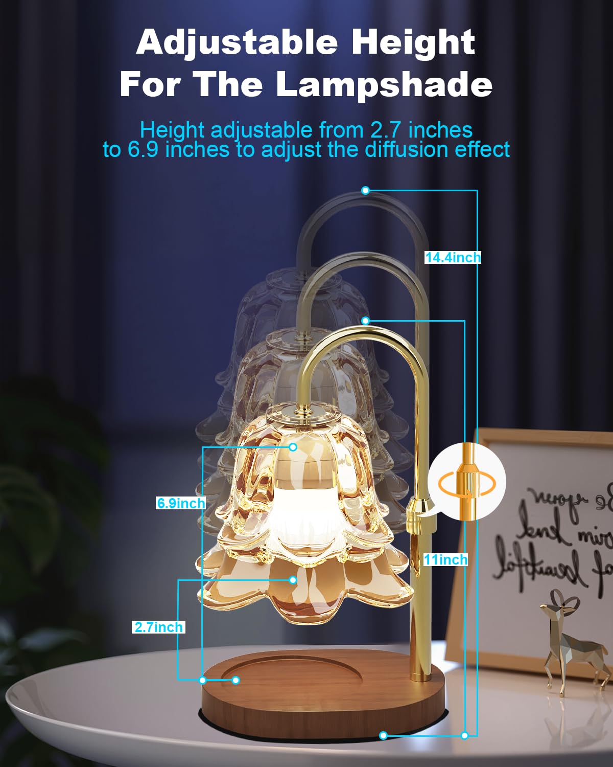 Dimmable Height Adjustable Candle Warmer Lamp with Timer T348