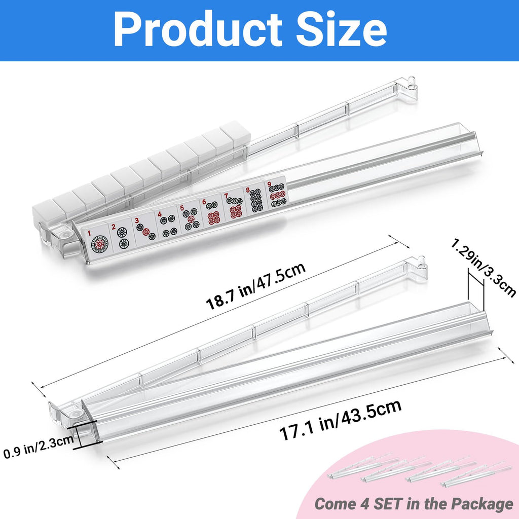4PCS Clear Acrylic Mahjong Racks with Pushers Y45477
