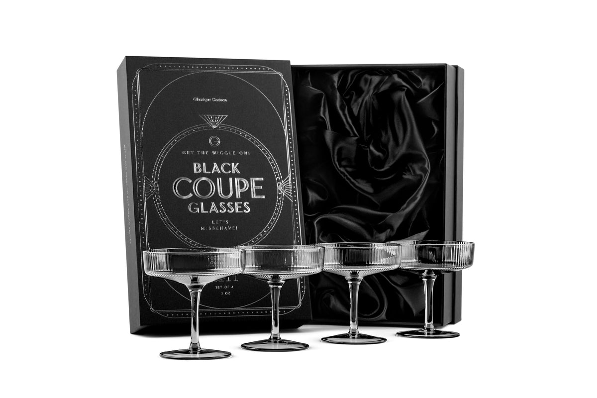 Smoke Black Coupe Glasses Set of 4 D6169