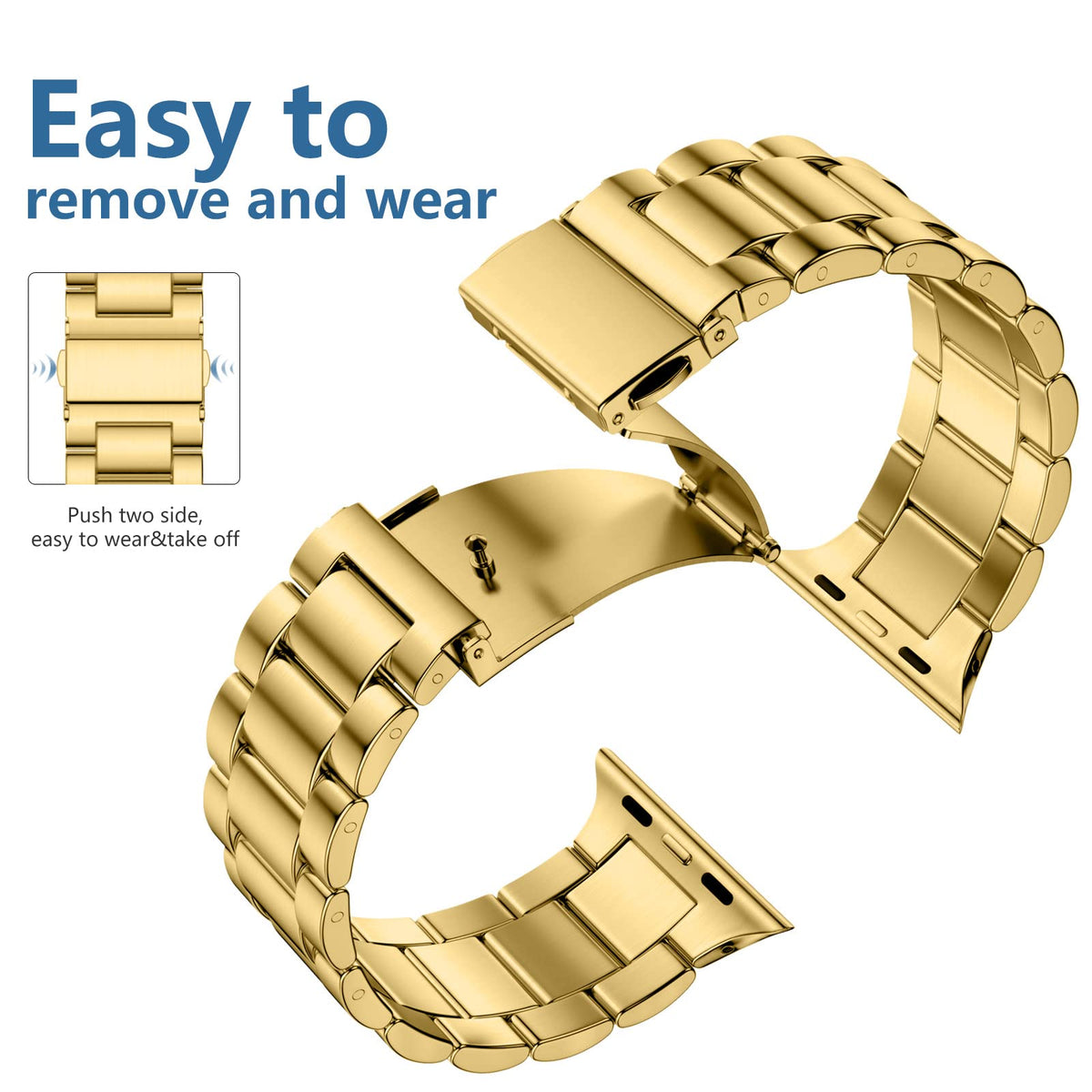 Compatible with Apple Watch Band Stainless Steel Metal Band with 2 Pack Protective Cover Case J23800