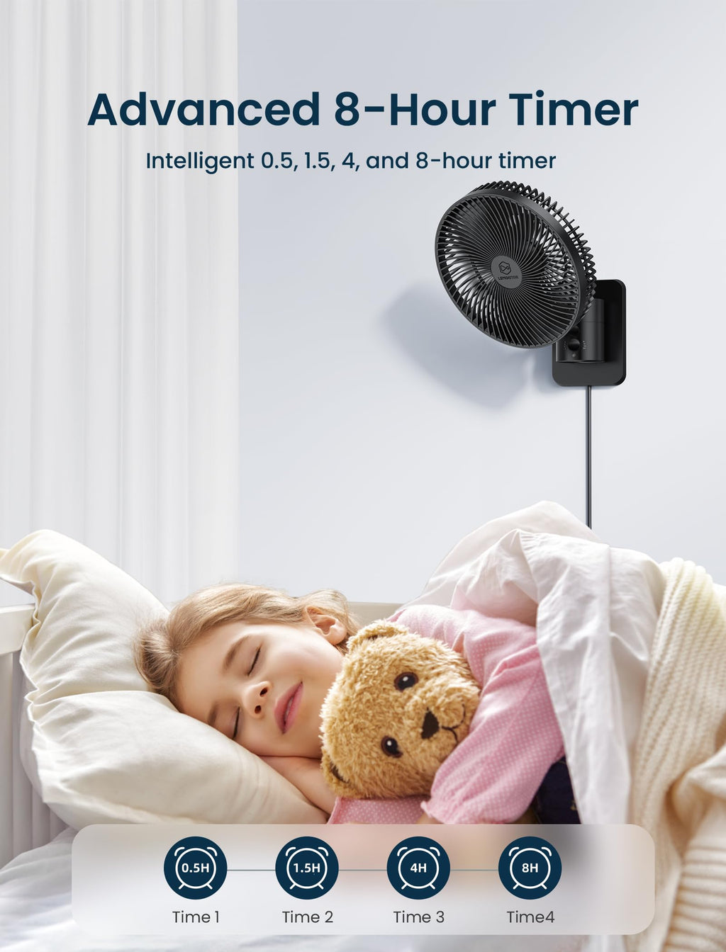 8.5-Inch Quiet Wall-Mounted Oscillation Fan with Remote & Timer C213045