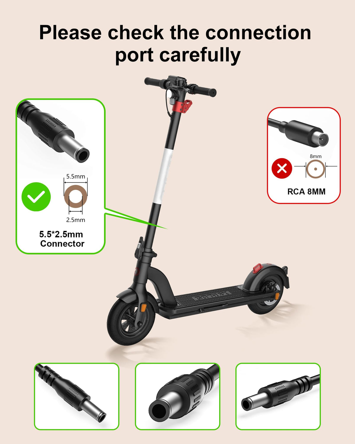 42V 2A Electric Scooter Charger with LED Indicator Light D447