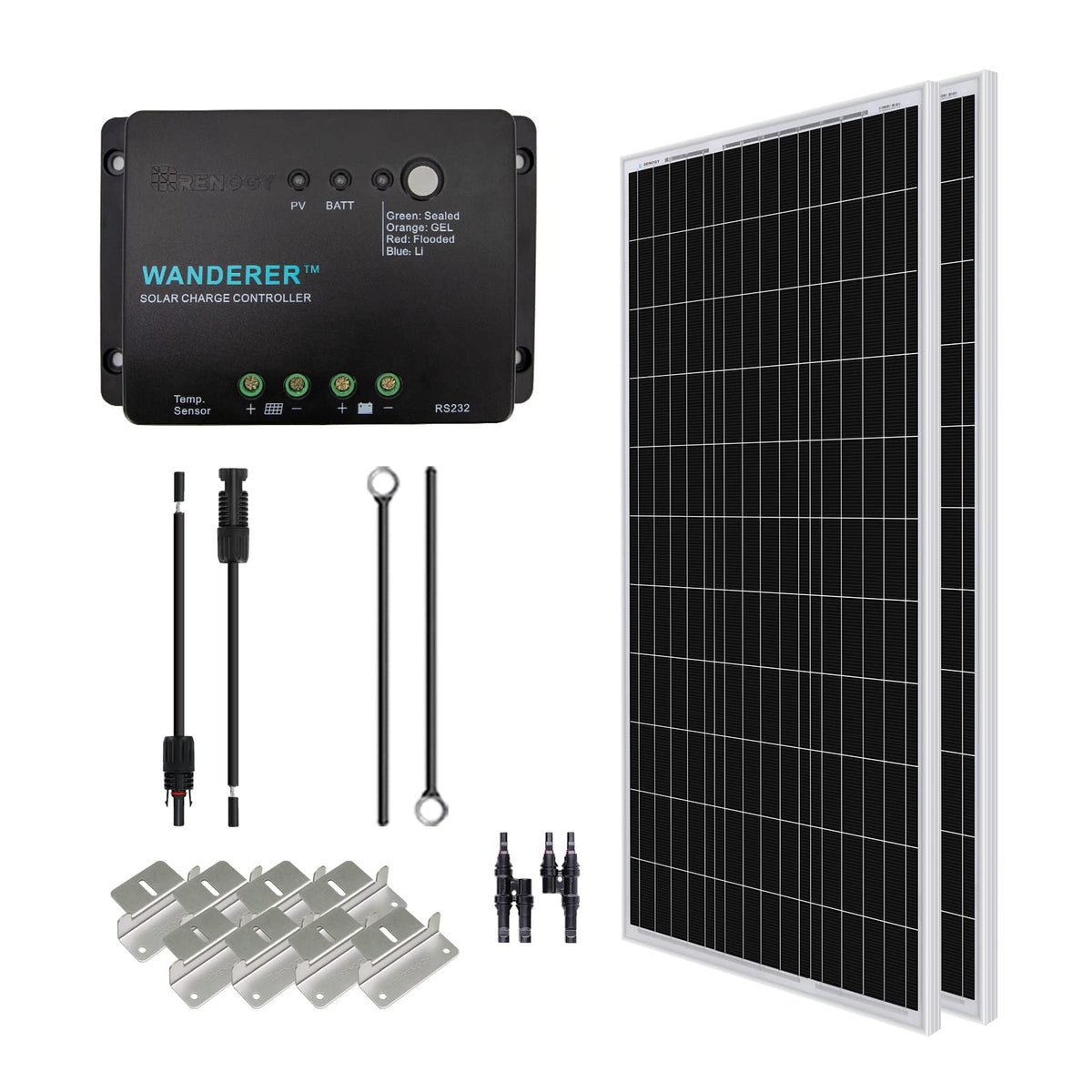 200 Watt 12 Volt Monocrystalline Solar Panel Starter Kit & 2000W Pure Sine Wave Inverter E95790