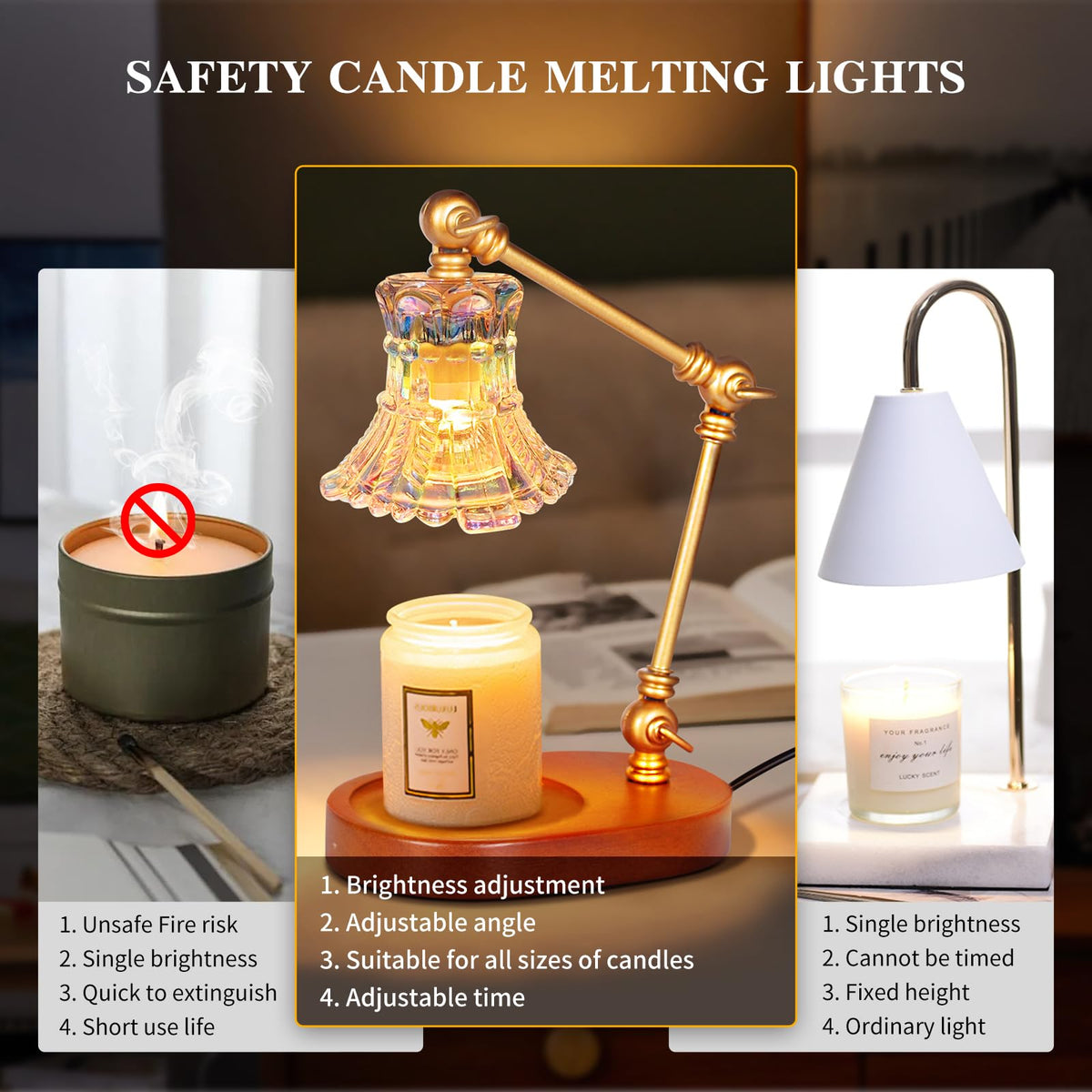Adjustable Dimmable Electric Candle Warmer Lamp with Timer P861