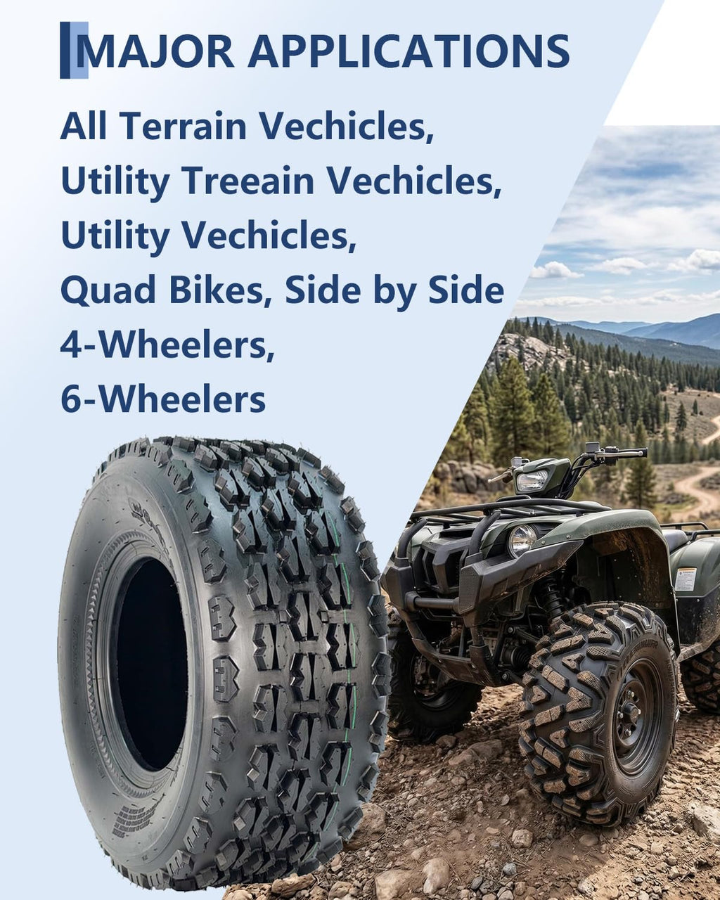 19x7-8 4 Ply Tubeless All-Terrain Tires Set of 2 U741460
