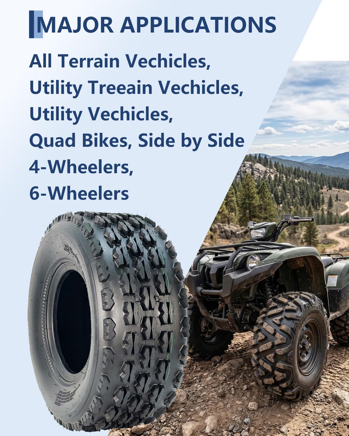 19x7-8 4 Ply Tubeless All-Terrain Tires Set of 2 U741460