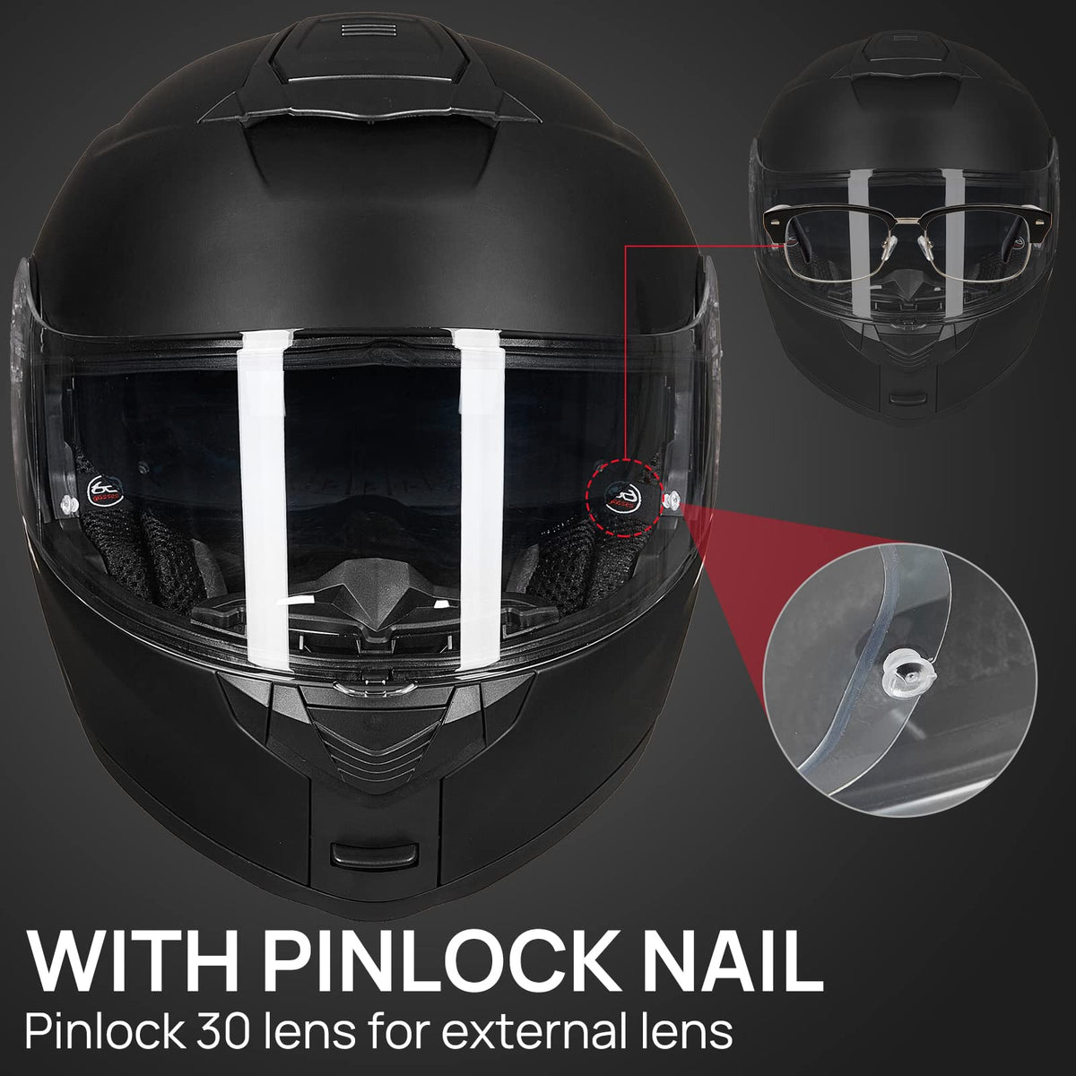 Matte Black Large Modular Full Face Motorcycle Helmet N6171