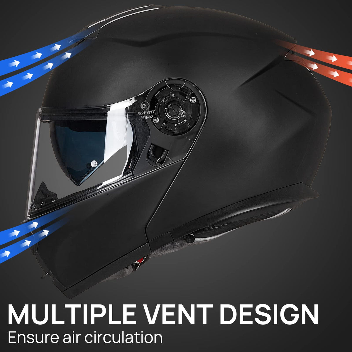 Matte Black Large Modular Full Face Motorcycle Helmet N6171