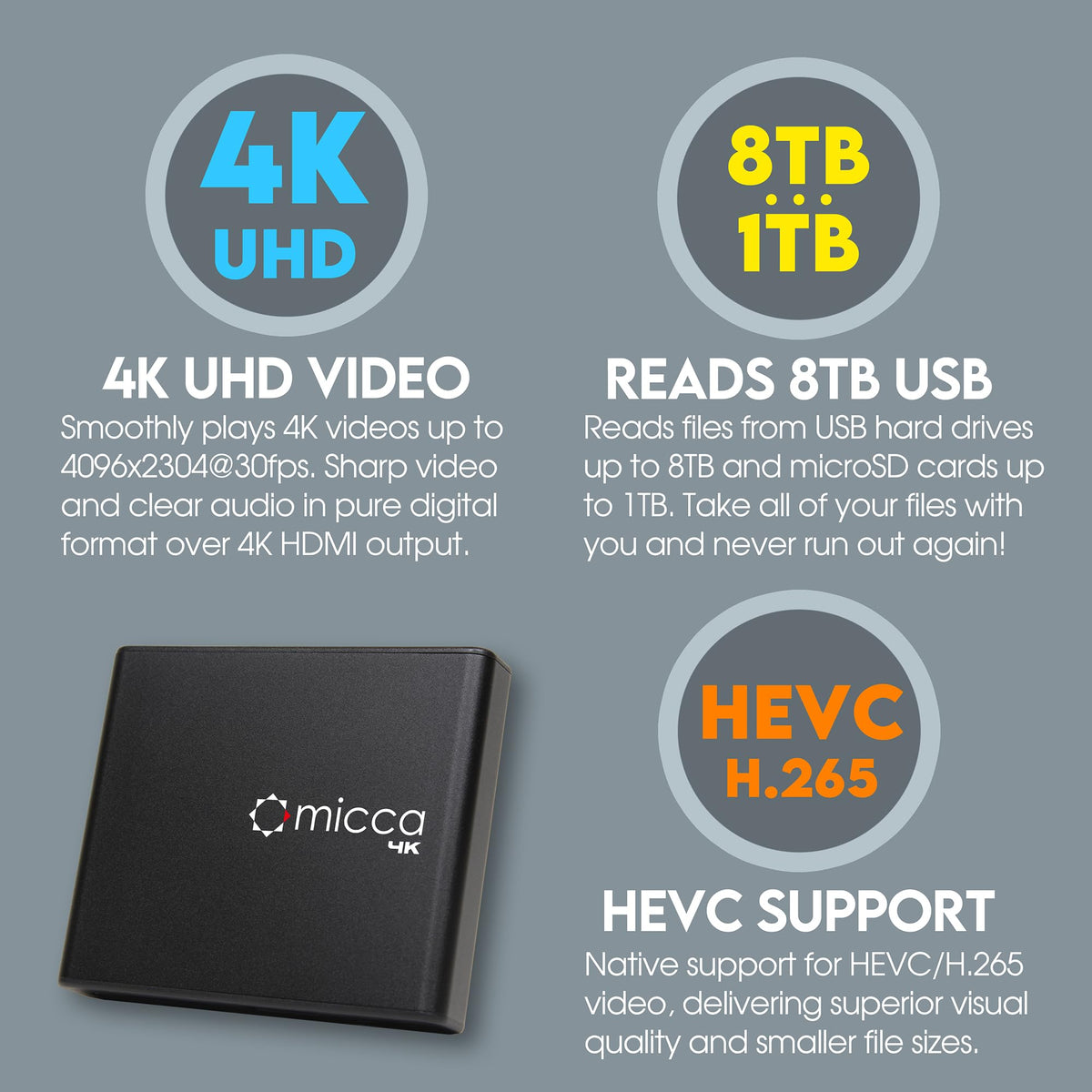 4K Ultra-HD USB and microSD Media Player C326