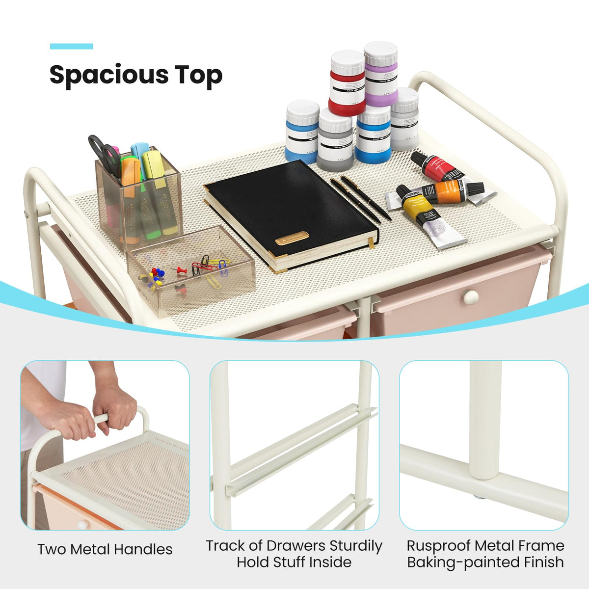 10 Drawer Rolling Storage Cart with Metal Frame N10799