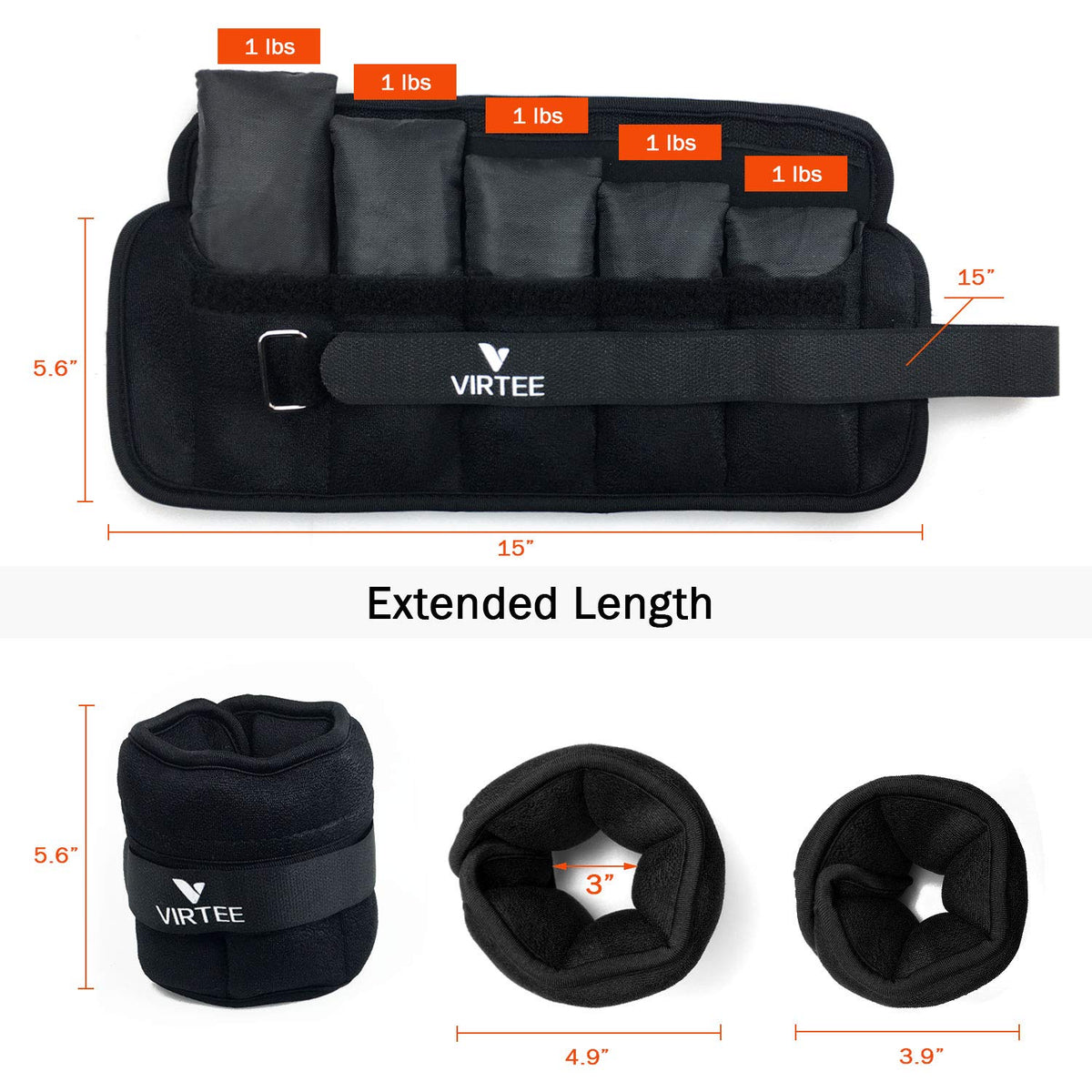 Adjustable Ankle Weights 1-3 Lbs Pair G3777