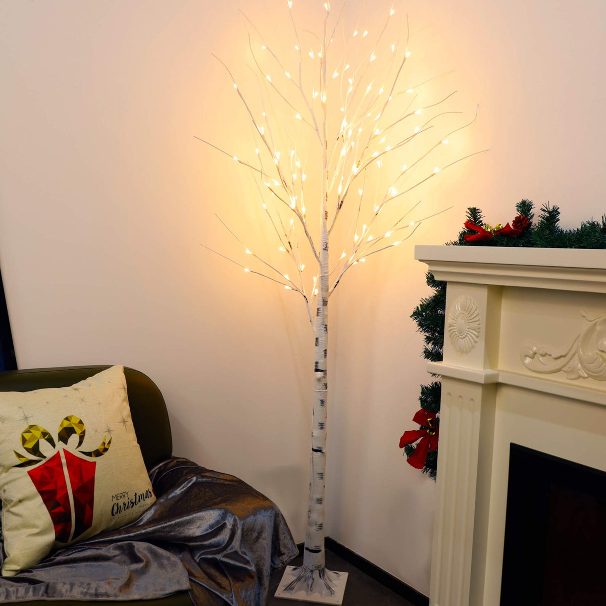 Lighted Birch Tree 6.1 Feet 96 LED V9585
