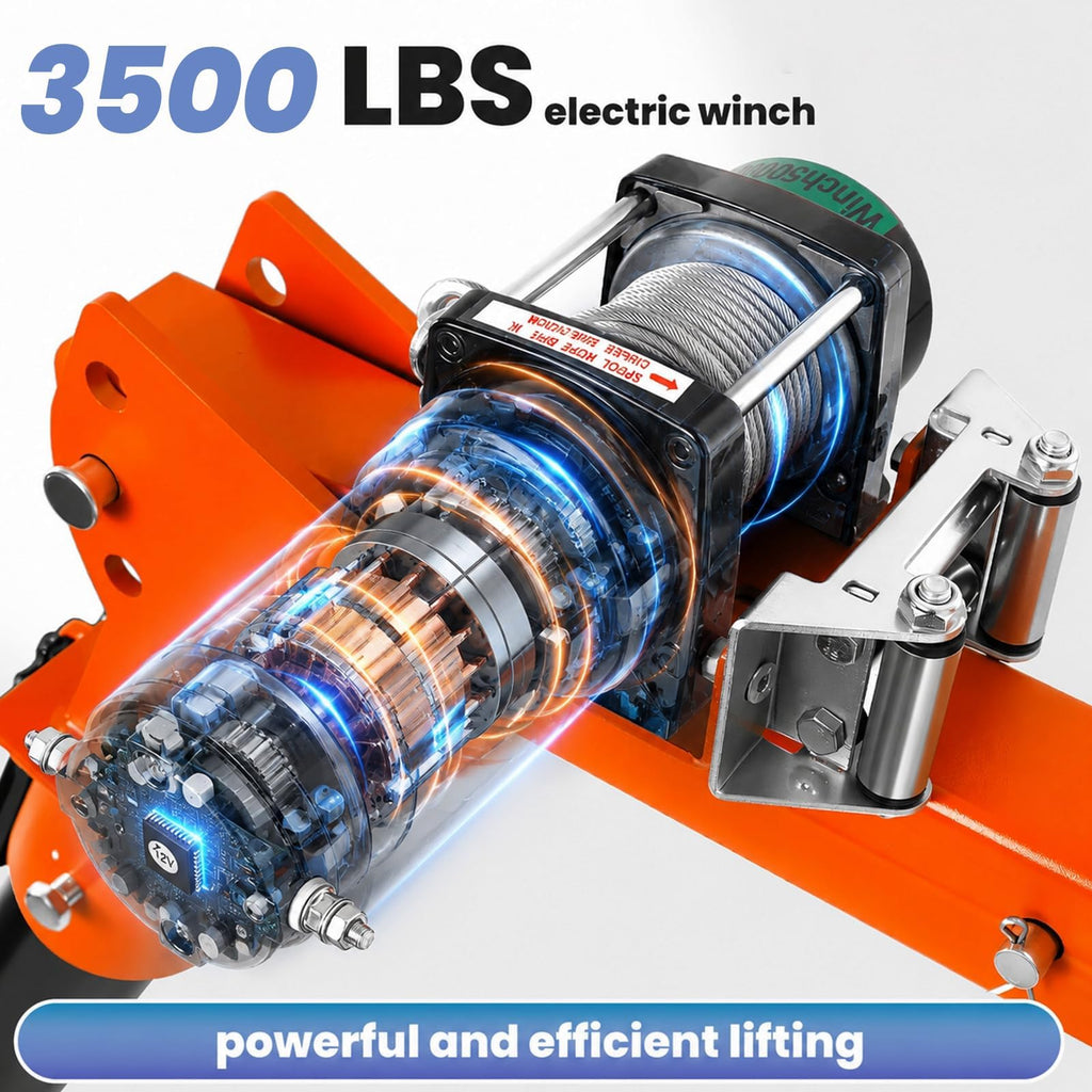 1100 LBS Truck Bed Crane with 3500 LBS 12V Electric Winch S76155