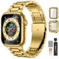 Compatible with Apple Watch Band Stainless Steel Metal Band with 2 Pack Protective Cover Case J23800