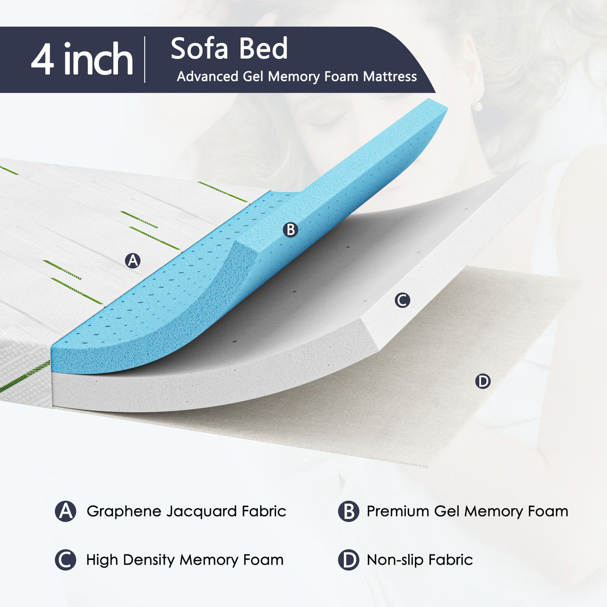 White Queen Sofa Bed Mattress Replacement H5785