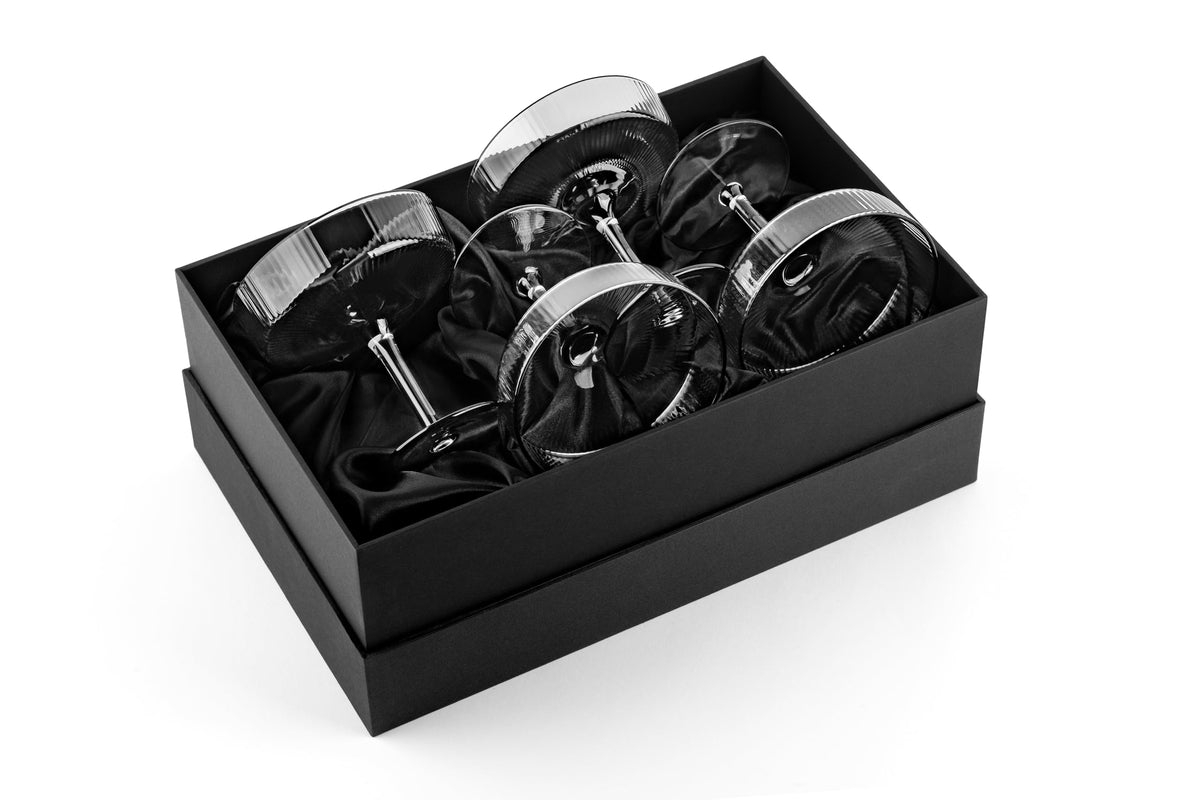 Smoke Black Coupe Glasses Set of 4 D6169